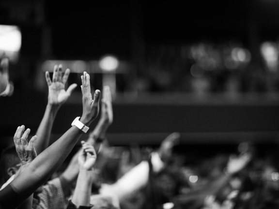 people raising hands