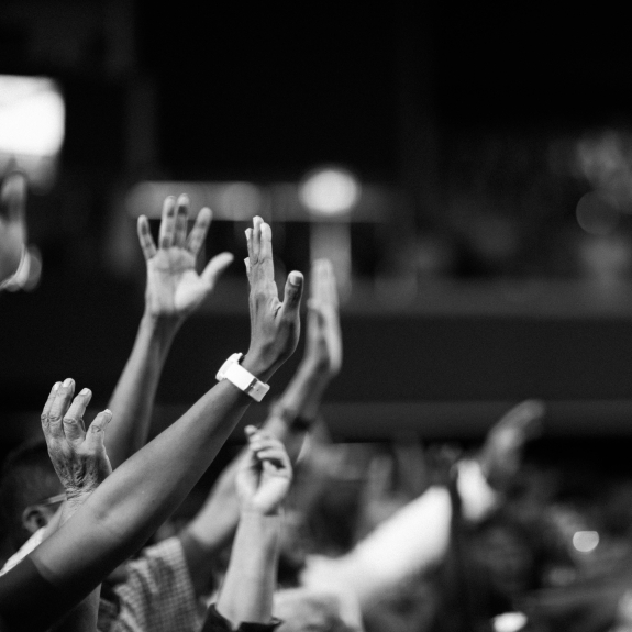 people raising hands